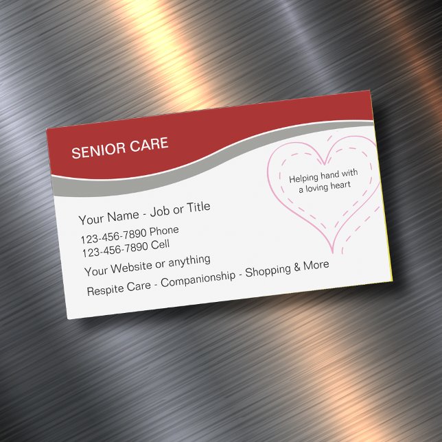 Cartes de visite magnétiques Médicales de soins de (Senior caregiver magnetic business cards by Custom Business Templates)