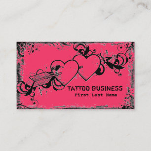 Cartes de visite malpropres de tatouage de coeur