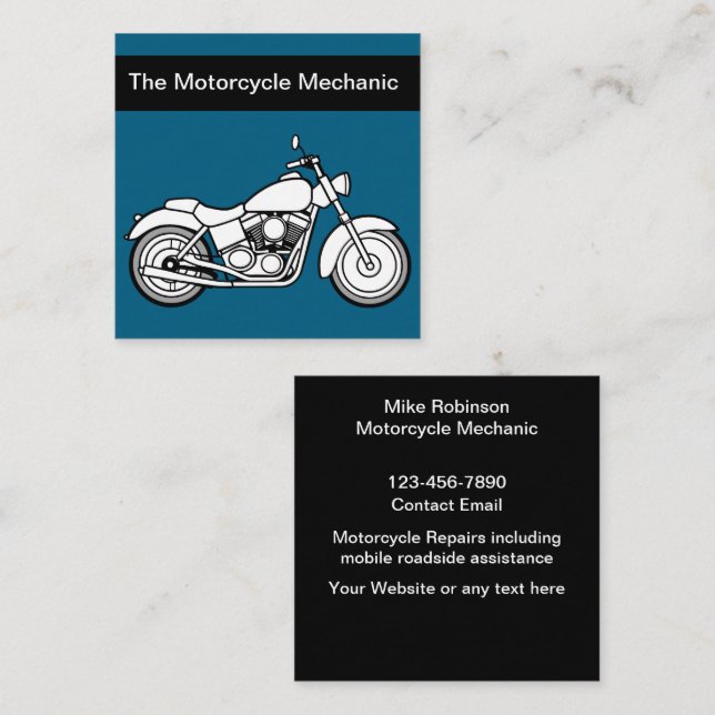 Cartes de visite mécaniques de motocyclette modern (Devant / Derrière)