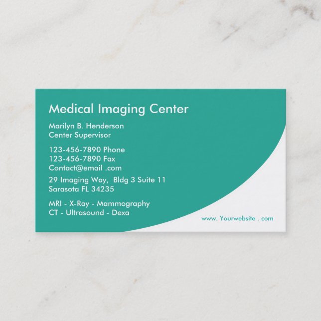 Cartes de visite Médicale de radiologie (Devant)