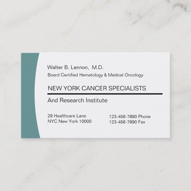 Cartes de visite Médicale d'oncologie (Devant)