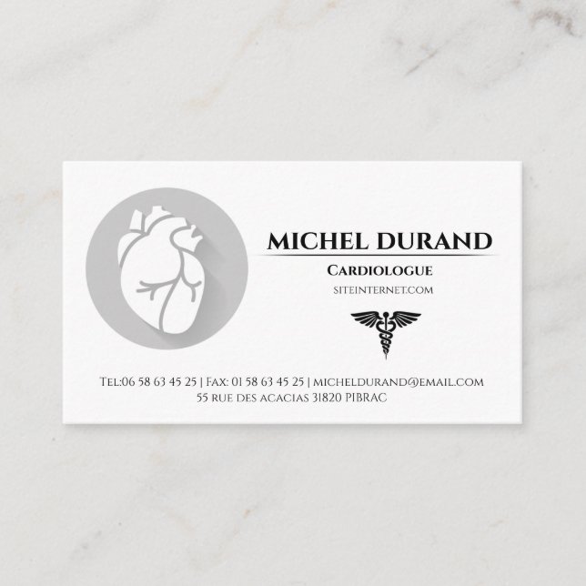 Cartes de visite Médicales Cardiologue (Devant)