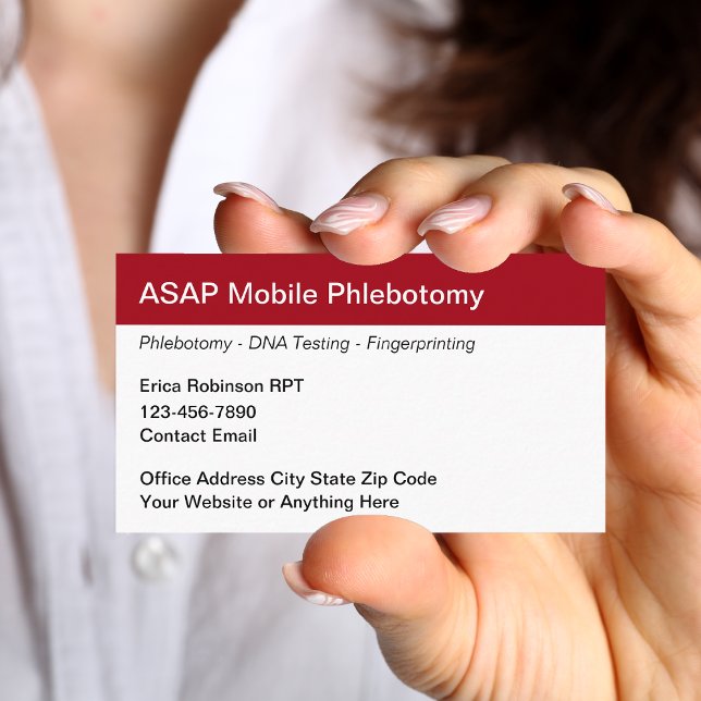 Cartes de visite Médicales de la Phlebotomie mobil (Créateur téléchargé)