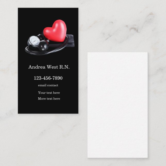 Cartes de visite Médicales des infirmières autoris (Devant / Derrière)