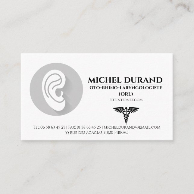 Cartes de visite Médicales ORL oto-rhino-laryngo (Devant)