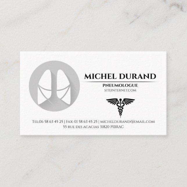 Cartes de visite Médicales pneumologue (Devant)