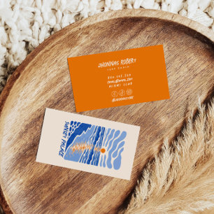 cartes de visite mer doodle rétro