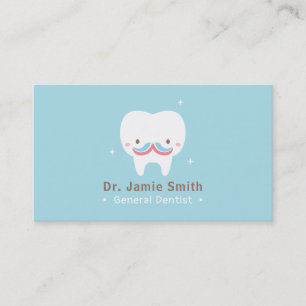 Cartes de visite mignons de dentiste de moustache