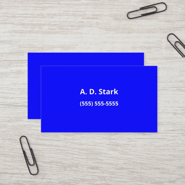 Cartes de visite minimalistes bleu vif (Devant/Arrière en situation)