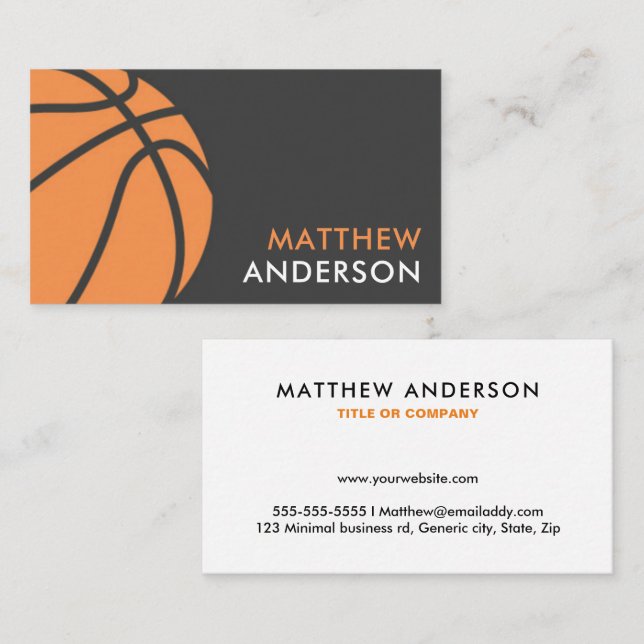 cartes de visite modernes de basket-ball (Devant / Derrière)
