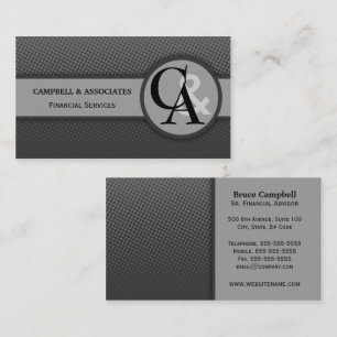 Cartes de visite modernes de gris de monogramme