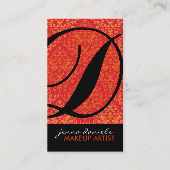 Cartes de visite modernes de monogramme de damassé (Devant)