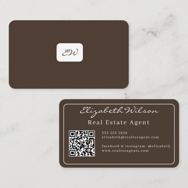 Cartes de visite modernes élégantes avec QR code e (Devant / Derrière)