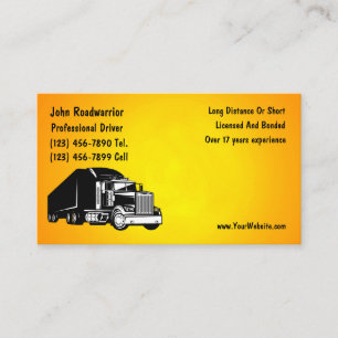 Cartes de visite modernes pour chauffeur de camion