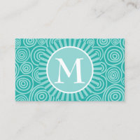 Cartes de visite Monogrammes Turquoise - Spirales