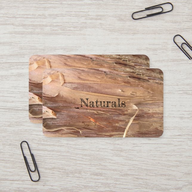 Cartes de visite naturels d'écorce (Devant/Arrière en situation)