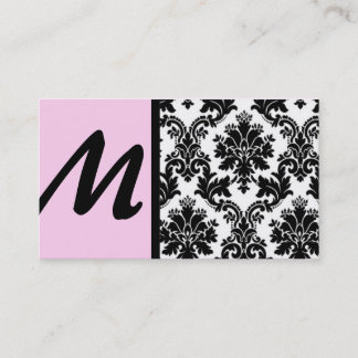 Cartes de visite noir et rose clair Damask