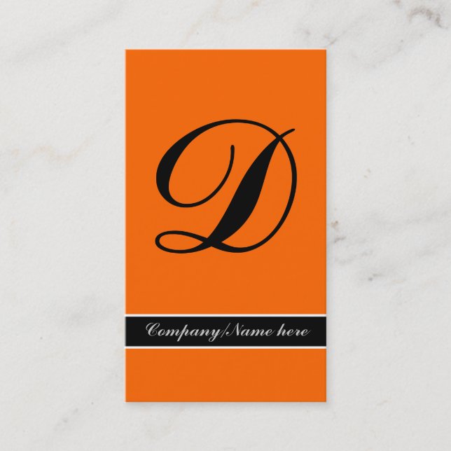 Cartes de visite noir monogramme orange exceptionn (Devant)