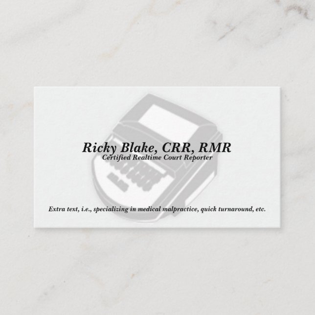 Cartes de visite noirs de machine de Steno de (Devant)