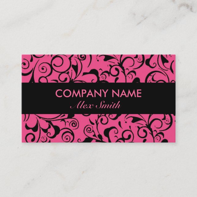 Cartes de visite noirs roses de coutume de motif (Devant)