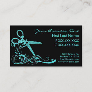 Cartes de visite noirs turquoises de coupe de