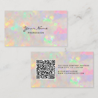 Cartes de visite Opale Iridée Moderne avec Code QR