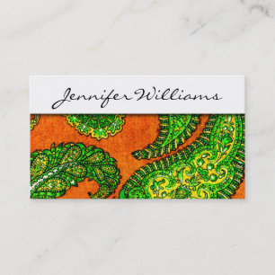 Cartes de visite Orange Paisley Professionnel