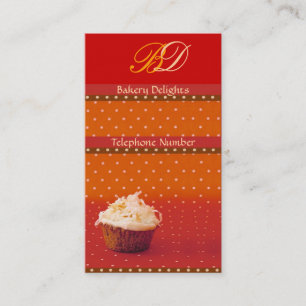 Cartes de visite oranges de petit gâteau de point