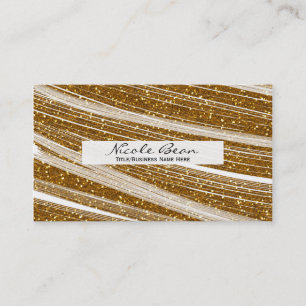 Cartes de visite pailletées dorées et chic blanc