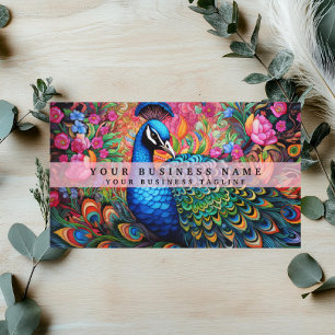 Cartes de visite Paon Colorées