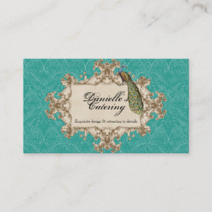 Cartes de visite - paon vintage turquoise et