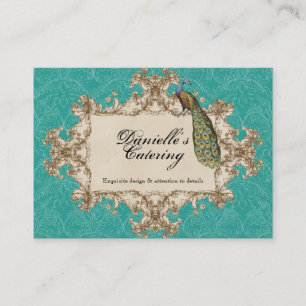 Cartes de visite - paon vintage turquoise et