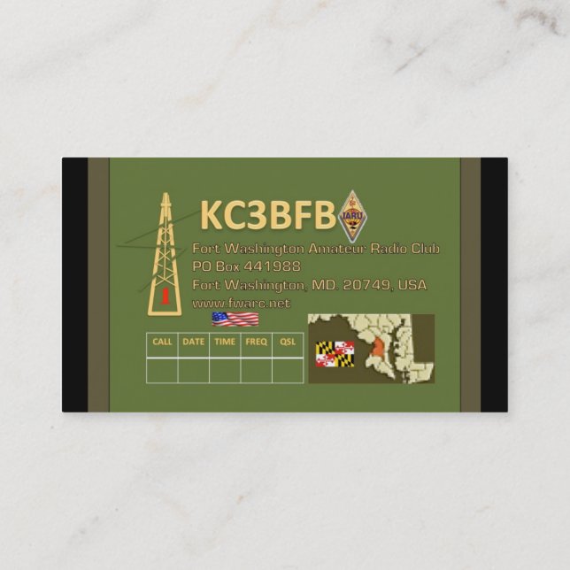 Cartes de visite par radio amateurs de club de (Dos)