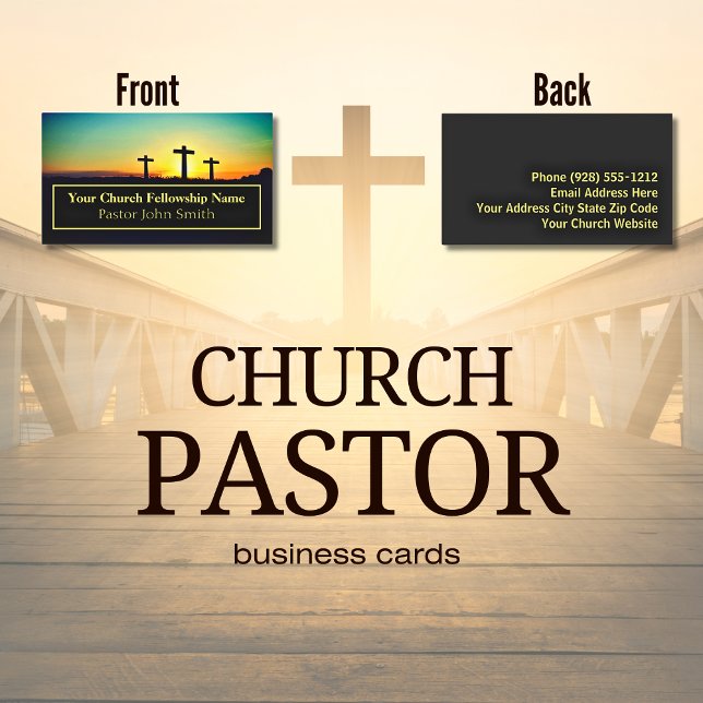 Cartes de visite pasteurs de l'église des trois cr (Sunset Three Crosses Church Pastor Cards)