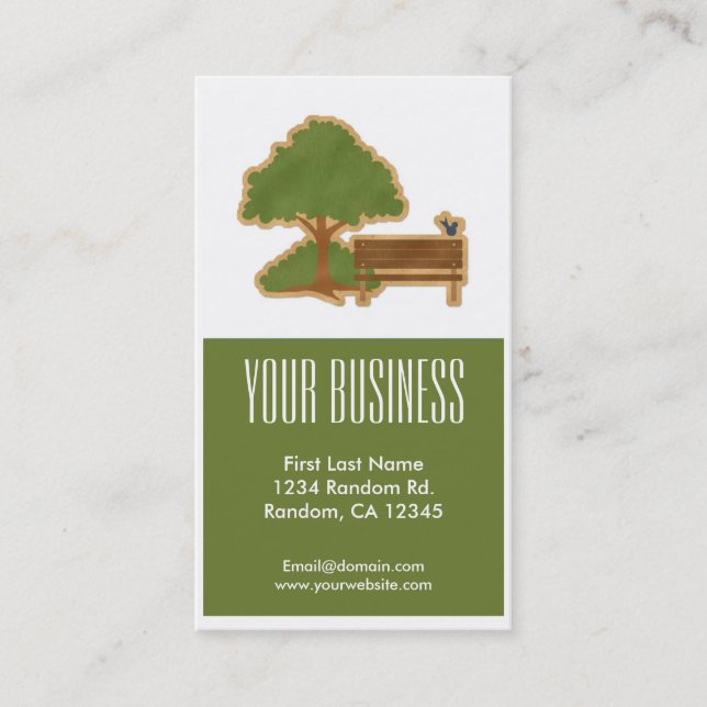 Cartes de visite personnalisables de banc vert (Devant)