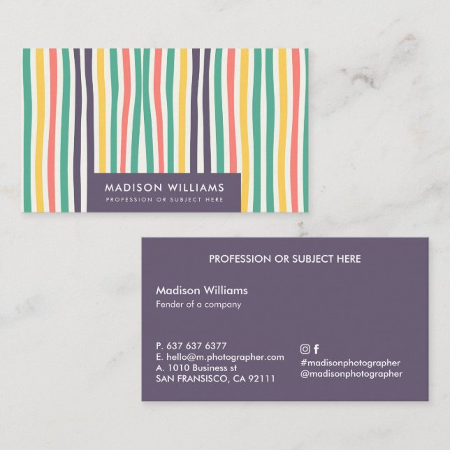Cartes de visite personnalisées minimalistes éléga (Devant / Derrière)