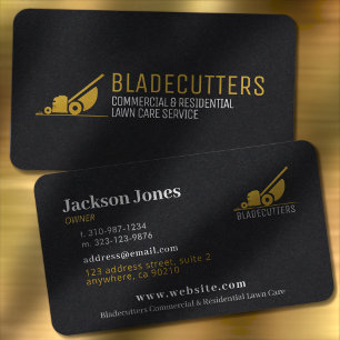 Cartes de visite personnalisés Black et Gold Lawn