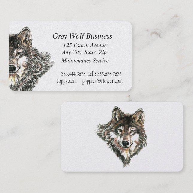 Cartes de visite personnalisés de loup gris (Devant / Derrière)
