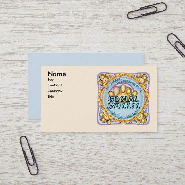 Cartes de visite personnalisés de Social Worker (Devant/Arrière en situation)