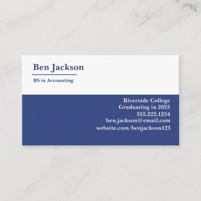 Cartes de visite personnalisés pour les étudiants (Devant)