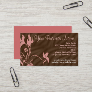 Cartes de visite personnalisés, rose féminin/brun