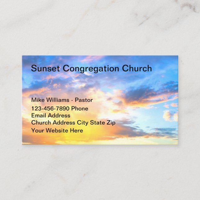 Cartes de visite Pittoresques de l'église Sunset (Devant)