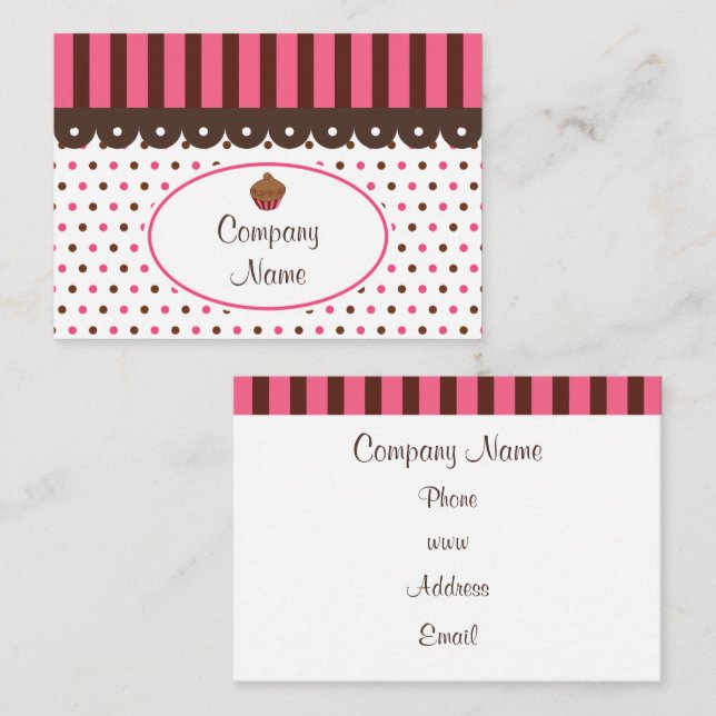 Cartes de visite pour boulangerie de Cupcakes (Devant / Derrière)
