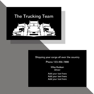 Cartes de visite pour chauffeurs de camion