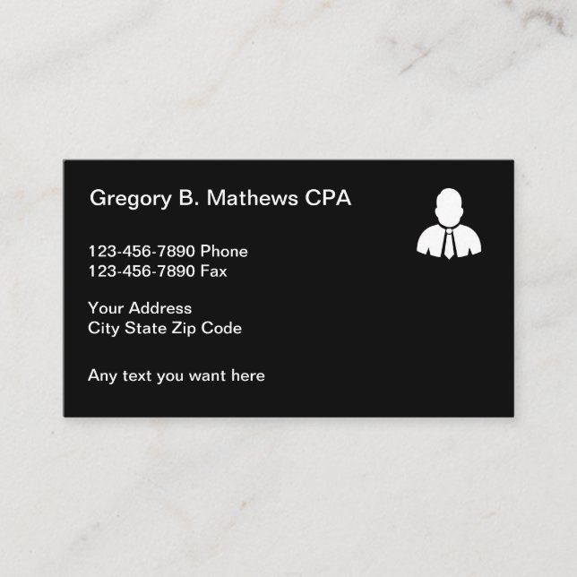 Cartes de visite pour comptable agréé Simple Accou (Devant)