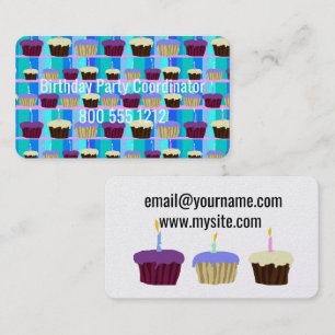 Cartes de visite pour coordonnateur de fête d'anni