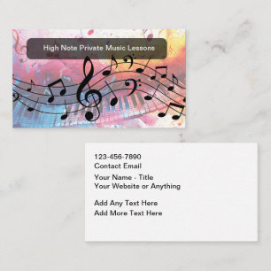 Cartes de visite pour cours de musique modernes