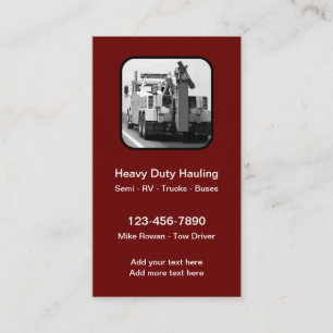 Cartes de visite pour entreprise de remorquage de 