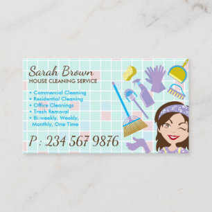 Cartes de visite pour femme de ménage Services de