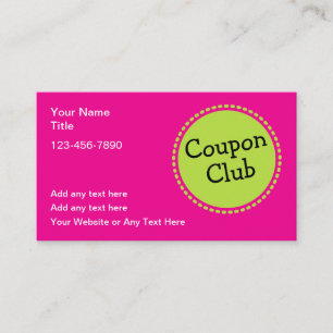 Cartes de visite pour le Club de bons de réduction